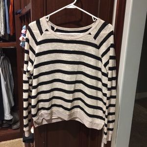 Madewell black and cream striped pullover